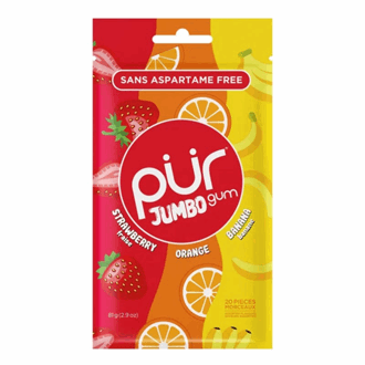 The Pur Jumbo Gum Strawberry Banana Orange 20stk